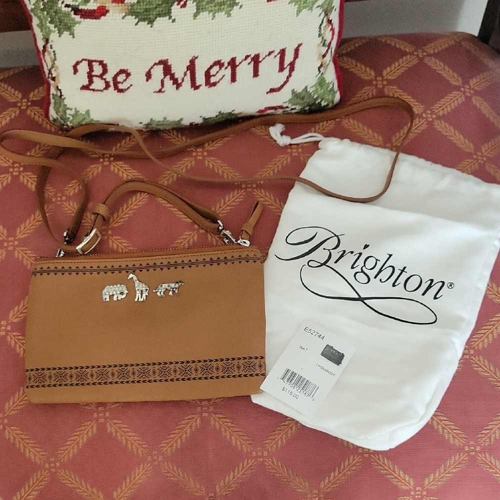 NWT's Brighton Brown Crossbody Bag with African Animals